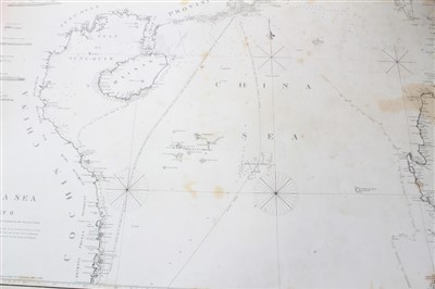 Lot 1090 - James Horsburgh (1762-1836) engraved chart - ‘China Sea’ (sheet II) dated 1823, 100 x 69cm