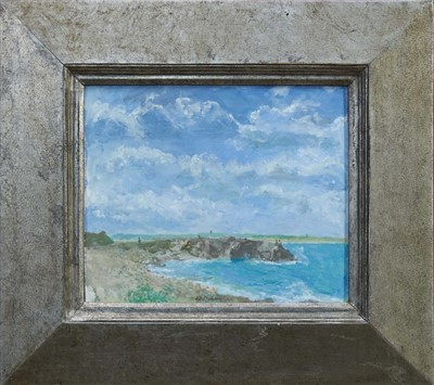 Lot 1547 - *Fred Dubery (1926-2011) oil on board - Coastal landscape, framed, 24cm x 29.5cm