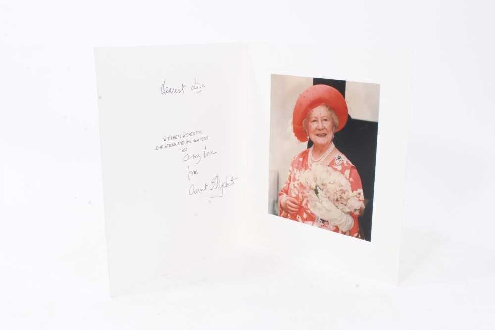 Lot 148 - H.M. Queen Elizabeth The Queen Mother, scarce 'Aunt Elizabeth' signed 1992 Christmas card