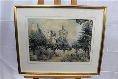 Lot 396 - Dennis Flanders (1915 - 1994) Watercolour and Ink - Market Square, in glazed frame, 30cm x 43cm
