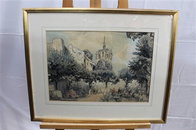 Lot 1556 - Dennis Flanders (1915 - 1994) Watercolour and Ink - Market Square, in glazed frame, 30cm x 43cm