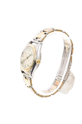 Lot 793 - Rare late 1940s Gentlemen’s Rolex bi-metal ‘bubble back’ wristwatch, model 5011, serial number 647988, circa 1949, the circular dial with luminescent Arabic numerals and hands, centre sweep seconds...