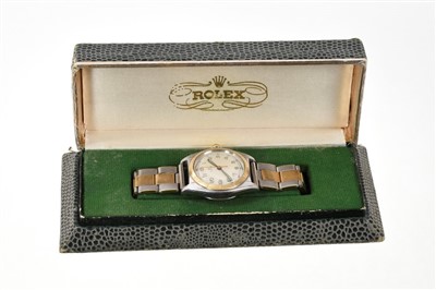 Lot 793 - Rare late 1940s Gentlemen’s Rolex bi-metal ‘bubble back’ wristwatch, model 5011, serial number 647988, circa 1949, the circular dial with luminescent Arabic numerals and hands, centre sweep seconds...