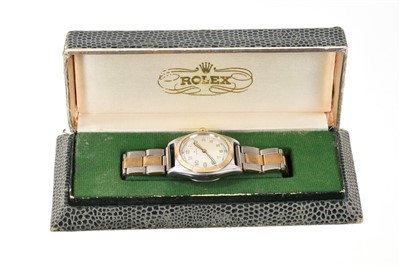 Lot 793 - Rare late 1940s Gentlemen’s Rolex bi-metal ‘bubble back’ wristwatch, model 5011, serial number 647988, circa 1949, the circular dial with luminescent Arabic numerals and hands, centre sweep seconds...