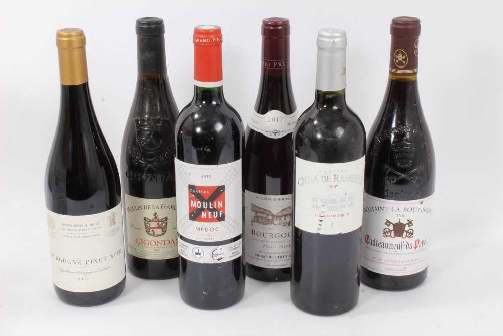 Lot 930 - Wine - six bottles, Chateauneuf-du-Pape, Gigondas, Lussac St Emilion, Medoc, Bourgogne Pinot Noir x2