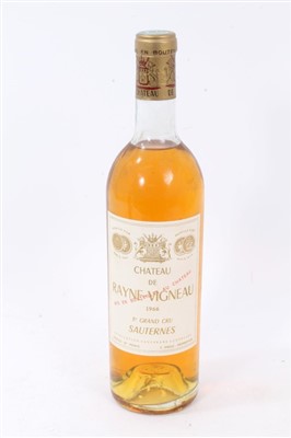 Lot 933 - Wine - one bottle, Château De Rayne Vigneau 1966, 1er Grand Cru Sauternes