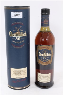 Lot 909 - Whisky - one bottle, Glenfiddich 30 Years Old, 70cl, 40%, in card box