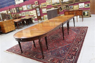 Lot 1745 - Large 18th century style mahogany extending dining table