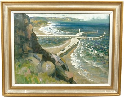 Lot 1612 - Orlando Greenwood (1892-1989) oil on canvas - Whitby Harbour, Staithes, signed 45 x 61cm