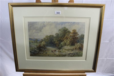 Lot 1602 - Samuel Henry Baker (1824-1909) watercolour - cattle watering, signed, in glazed gilt frame, 26cm x 40cm  
 Provenance: John Spink, London