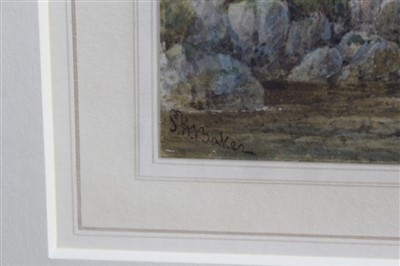 Lot 1602 - Samuel Henry Baker (1824-1909) watercolour - cattle watering, signed, in glazed gilt frame, 26cm x 40cm  
 Provenance: John Spink, London