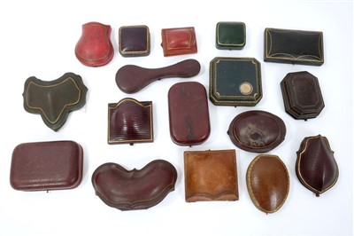 Lot 782 - Collection of antique leather jewellery boxes to include boxes for pendants, earrings and brooches.