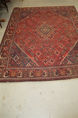 Lot 1777 - Tabriz style carpet, with central serrated medallion and scattered floral motifs in multiple borders