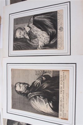 Lot 1295 - Paulus Pontius (1603-1658) copper engraving, Portrait of Peter Paul Rubens, inscribed to plate, 24 x 15cm, together with two others after Van Dyck and three similar engravings, one framed. (6)
