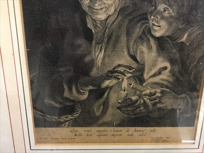 Lot 1295 - Paulus Pontius (1603-1658) copper engraving, Portrait of Peter Paul Rubens, inscribed to plate, 24 x 15cm, together with two others after Van Dyck and three similar engravings, one framed. (6)