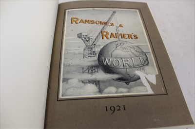 Lot 2355 - Ransomes & Rapier’s annuals - 1921-1926, five years bound together in modern cloth binding, together with other publications relating to Ransomes