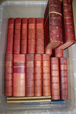 Lot 2327 - Proceedings of the Suffolk Archaeological Society 1849-1996, 38 Volumes, some freshly bound in red half-calf with vols 39 - 43 and 44 part I, 2017 (together - 21 parts covering 1997-2017 in soft bi...
