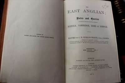 Lot 2328 - East Anglian Notes and Queries 4 Vols in 2, 1858-1869, with the complete 13 Vol New Series (1885-1910) and various works East Anglian rather than purely Suffolk - e.g. John L’Estrange - The Eastern...