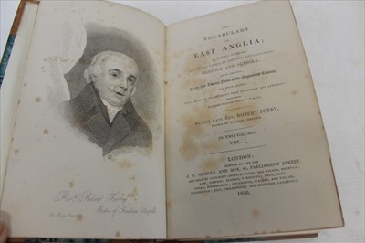 Lot 2335 - Kirby - Vocabulary of East Anglia, 1830, 2 Vols and its rare supplement (1858) which was purchased at the sale of Kirby’s effects (after his death), the two volumes in fine half calf and the supple...