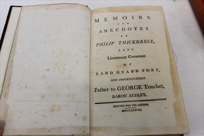 Lot 2337 - Felixstowe Memoir..,.of Philip Thickness, Late Lieutenant Governor of Landguard “and unfortunately Father to Georg Touchet, Brian Audley”. 1788 fine calf, together with ‘Letter from Felixstowe’ tho...