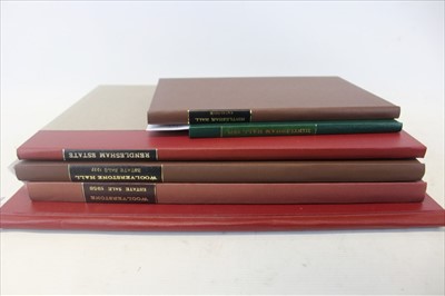 Lot 2361 - Auction catalogues - Woolverstone 1937, Woolverstone 1958, Hintlesham Hall 1908, Hintlesham Hall 1909, Rendlesham Estate 1922, all stoutly rebound in modern cloth (5)