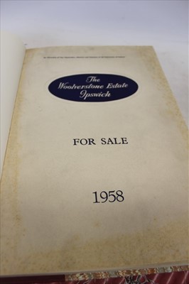 Lot 2361 - Auction catalogues - Woolverstone 1937, Woolverstone 1958, Hintlesham Hall 1908, Hintlesham Hall 1909, Rendlesham Estate 1922, all stoutly rebound in modern cloth (5)