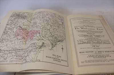 Lot 2361 - Auction catalogues - Woolverstone 1937, Woolverstone 1958, Hintlesham Hall 1908, Hintlesham Hall 1909, Rendlesham Estate 1922, all stoutly rebound in modern cloth (5)