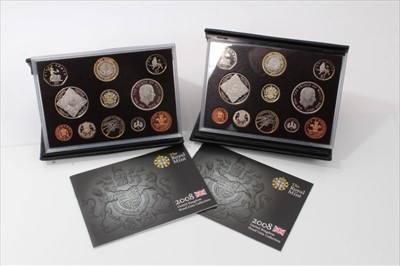 Lot 39 - G.B. Royal Mint proof coin year sets 2008 x 2 (N.B. in black leather cases with Certificates of Authenticity) (2 coin sets)