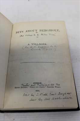 Lot 2369 - East Bergholt and Stratford St Mary - including ‘Bits about Bergholt’ by A Villager (Rev G. N. Godwin), Ipswich 1874, original binding, another copy, ‘East Bergholt in Suffolk’ by T. F. Patterson,...