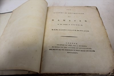 Lot 2372 - Rev. Sir John Cullum - The History and Antiquities of Hawsted in the County of Suffolk, scarce first edition, London 1784, 4to, later binding