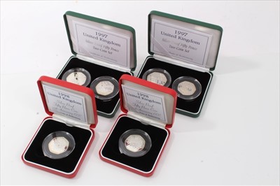 Lot 42 - G.B. The Royal Mint mixed silver proof 50 pence 1997 two-coin sets x 2 and 1998 '25th anniversary E.E.C.' x 2 (N.B. all cased and with Certificates of Authenticity) (4 items)