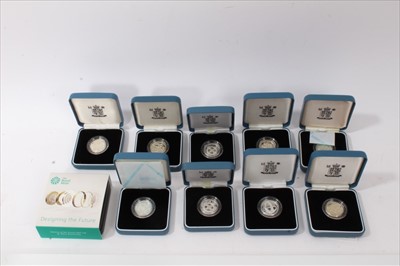 Lot 43 - G.B. The Royal Mint mixed silver proof one pound coins to include 1996 x 2, 1997 x 2, 1998 x 2, 1999, 2002, 2007 and 2017 'Nations of the Crown' (N.B. all cased and with Certificates of Authenticit...