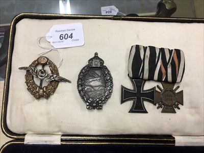 Lot 604 - Collection of First World War Imperial German Pilots decorations, to include Iron Cross (Second class), First