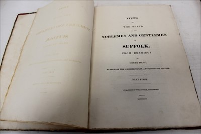 Lot 2378 - Henry Davy - Views of the Seats of Noblemen and Gentlemen in Suffolk, Part I, published by the author Southwold, 1827, twenty plates, original marbled boards, minor foxing, small 4to in modern slip...