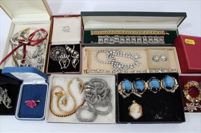 Lot 3245 - Scottish silver brooch, other paste set brooches and vintage costume jewellery