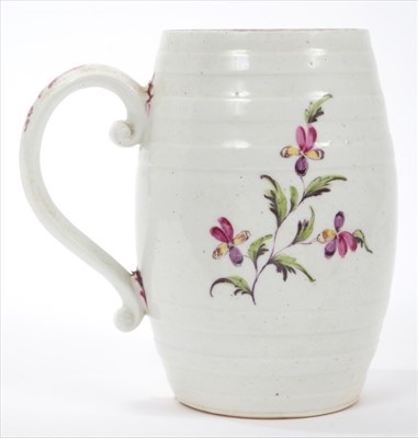 Lot 47 - 18th century Derby barrel shaped mug, circa 1770