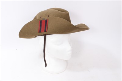 Lot 556 - Second World War British Army Jungle / Bush hat, with leather head band dated 1942