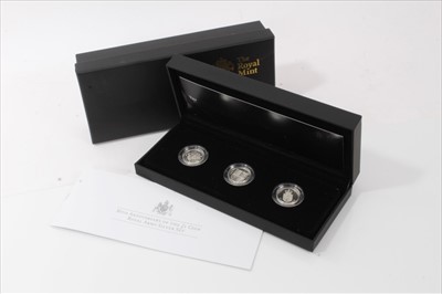 Lot 51 - G.B. The Royal Mint '30th Anniversary of the £1 coin' Royal Arms silver three coin set (N.B. cased with Certificate of Authenticity) (1 coin set)