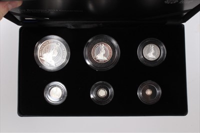 Lot 55 - G.B. The Royal Mint Britannia silver proof six coin set 2014 (N.B. cased with Certificate of Authenticity) (1 coin set)