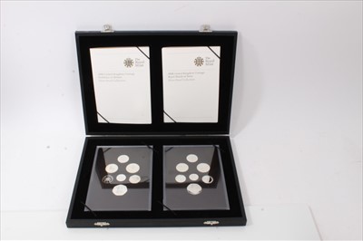 Lot 62 - G.B. The Royal Mint silver proof collection 2008 containing 'Emblems of Britain' seven coin set and Royal Shield of Arms seven coin set (N.B. cased with Certificate of Authenticity) (1 item)