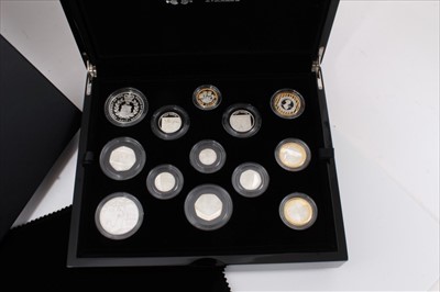 Lot 68 - G.B. The Royal Mint silver proof thirteen coin set 2017 to include House of Windsor £5 (N.B. cased with Certificate of Authenticity) (1 coin set)