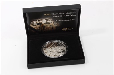 Lot 74 - Cayman Islands The Royal Mint World War One 90th Anniversary silver proof 2008 5oz coin (N.B. cased with Certificate of Authenticity) (1 coin)