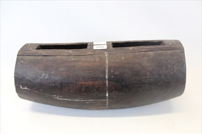 Lot 3593 - Old African Tribal carved log slit gong / drum, measuring 50cm across