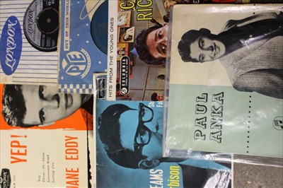 Lot 3626 - Box of single records including Buddy Holly, The Everley Brothers, The Castells and Bobby Vee.