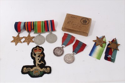 Lot 501 - Second World War medal group comprising 1939 - 1945 Star, Burma Star, Defence and War medals (mounted on bar), together with Second World War medals in box of issue, comprising France and Germany S...