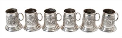 Lot 205 - Set of six miniature silver mugs