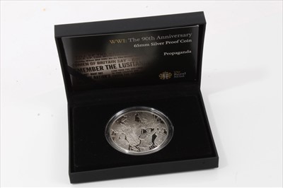 Lot 76 - Alderney - The Royal Mint WWI: 90th Anniversary silver proof £10 2008, 5oz coin (N.B. cased with Certificate of Authenticity) (1 coin)
