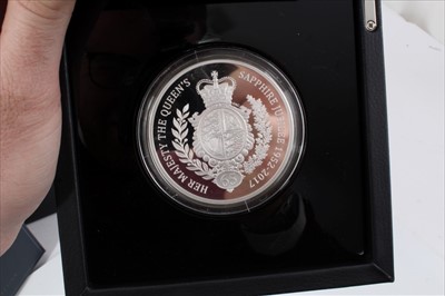 Lot 81 - G.B. The Royal Mint The Sapphire Jubilee of her Majesty The Queen £10 coin 2017, 5oz silver proof (N.B. cased with Certificate of Authenticity) (1 coin)