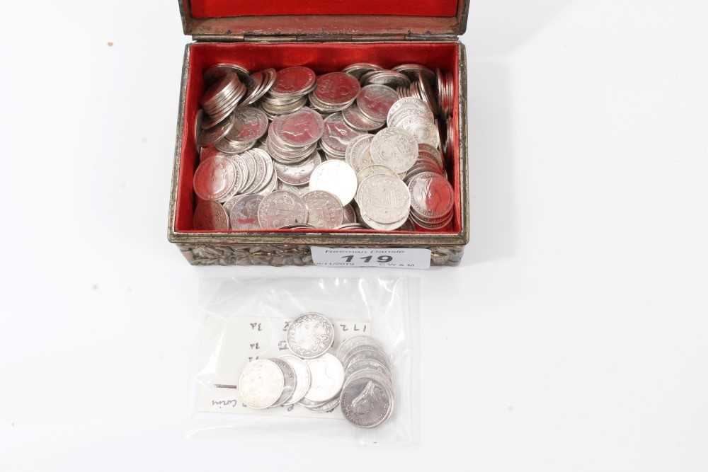 Lot 119 - G.B. Pre-1920 silver Threepences x 284 (N.B. all have been cleaned) otherwise various grades (284 coins)