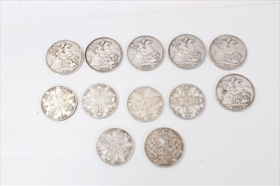 Lot 122 - G.B. mixed silver coins (N.B. all have been cleaned) to include Crowns Victoria